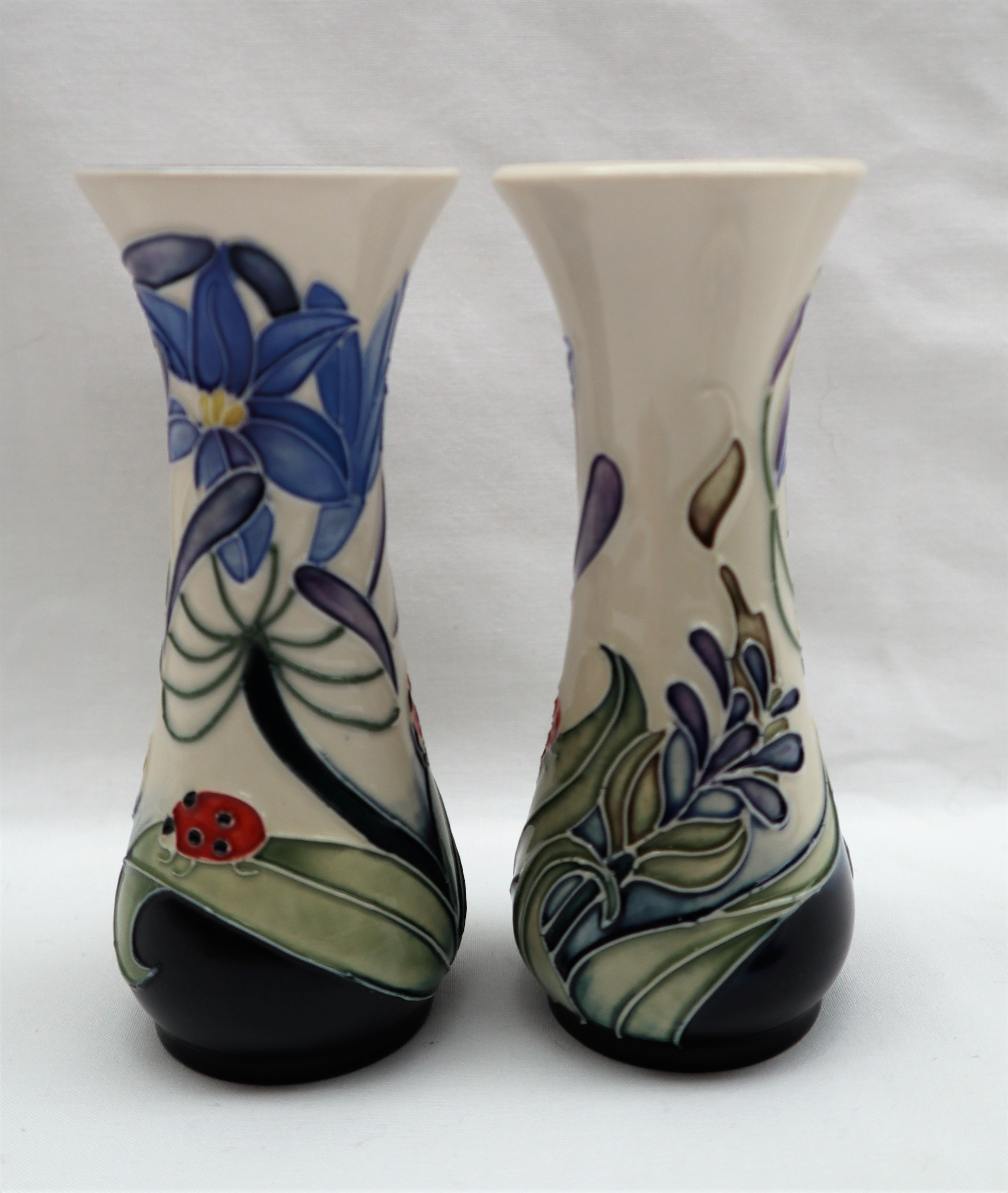 A pair of Moorcroft pottery vases painted in the Fly Away Home pattern, - Image 4 of 6