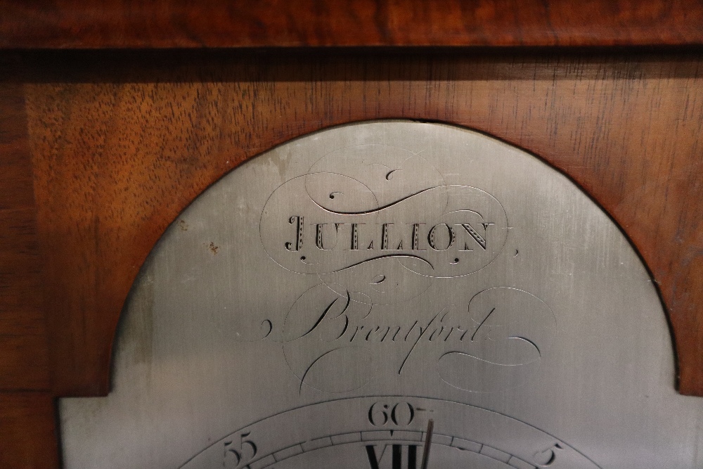 An 18th century walnut cased bracket clock, the silvered dial signed "Jullion, - Image 4 of 7