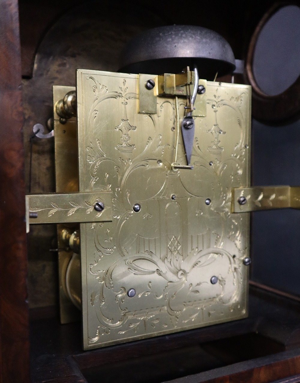 An 18th century walnut cased bracket clock, the silvered dial signed "Jullion, - Image 6 of 7