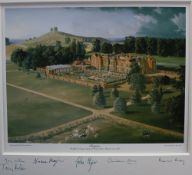 After Marcus May Chequers A print, Signed to the mount by Tony Blair, Mary Wilson, Norma Major,