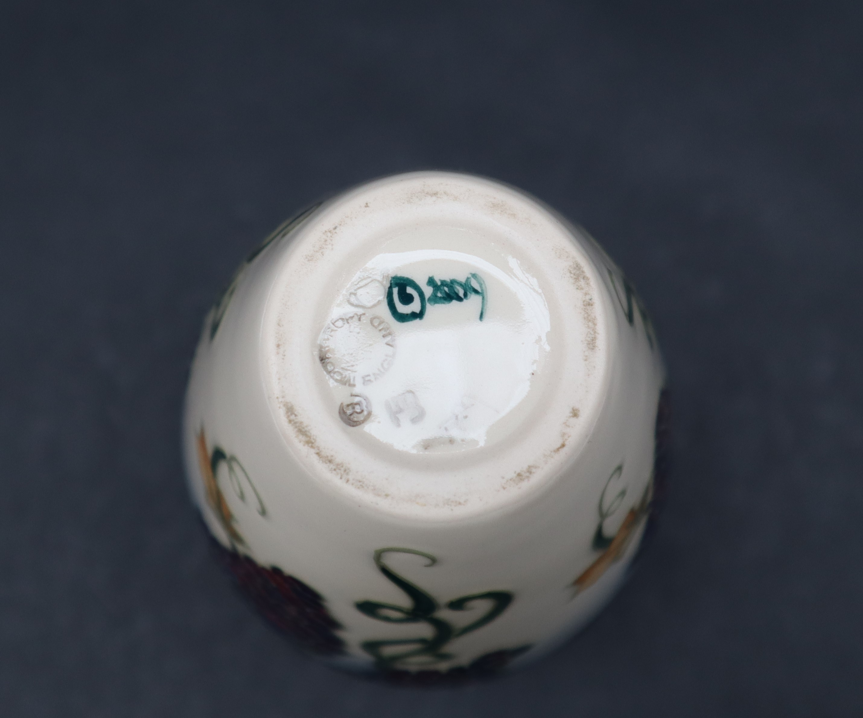 A Moorcroft pottery vase decorated with bunches of grapes and leaves to a cream ground, - Image 5 of 6