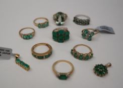 Gemporia - A 9ct gold emerald set dress ring,