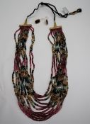 A multicoloured tourmaline bead necklace,