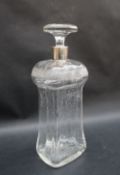 An Edward VII silver and glass decanter, of rectangular form with a hobnail cut shoulder,