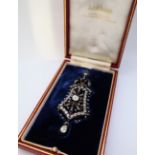 A 19th century French diamond pendant, set with rose cut diamonds,