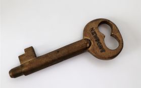 Railwayana - A GWR brass signal box key "NEWPORT", 10.