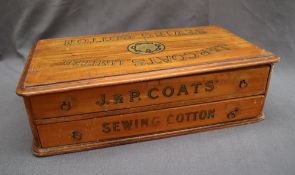 A 19th century J & P Coates Sewing cotton table top shop chest,