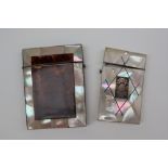 A Victorian mother of pearl and tortoiseshell card case, of rectangular form,