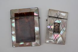 A Victorian mother of pearl and tortoiseshell card case, of rectangular form,