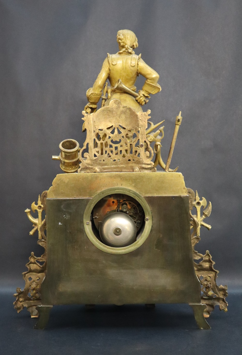 A 19th century French ormolu mantle clock, surmounted by a sea captain, - Image 7 of 10