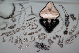 A collection of paste set jewellery including earrings,