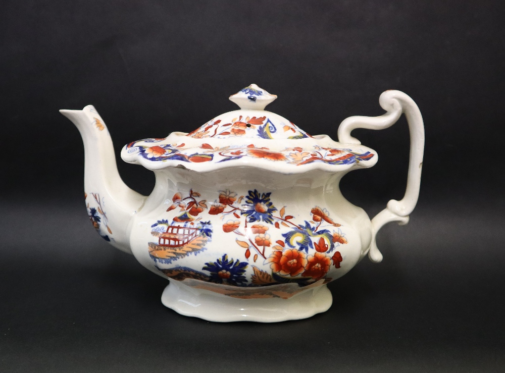 A Llanelly pottery Amherst Japan pattern teapot together with a Swansea blue and white Ladies with - Image 10 of 12