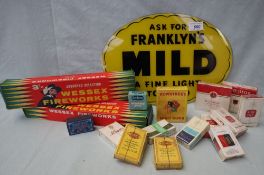 A glass advertising sign of oval form with a yellow ground printed "Ask for Franklyn's Mild a fine