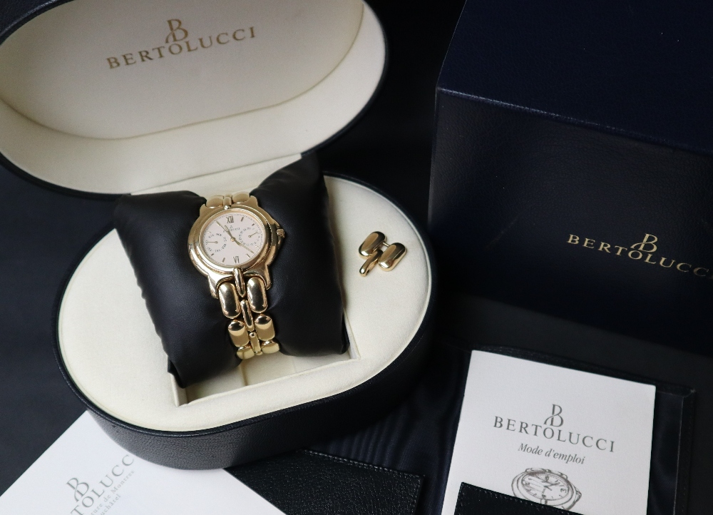 A gentleman's Bertolucci 18ct gold wristwatch approximately 134 grams, with paperwork,