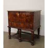 An 18th century and later oyster veneered coffer,