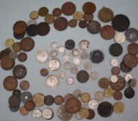 An 1896 Two Shilling coin together with other Victorian coins and various world coins