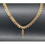 A 14ct yellow gold fringe necklace, approximately 40cm long,