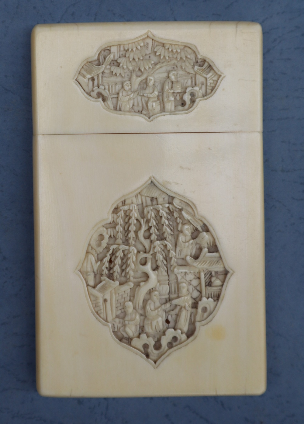 A 19th century Chinese Canton ivory visiting card case, - Image 2 of 5