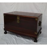 A 20th century hardwood coffer of rectangular form,