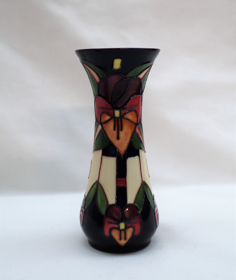 A Moorcroft pottery Trilogy pattern vase, impressed mark and dated 2006, by Rachel Bishop,