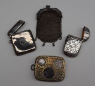 A Edward VII silver vesta case, Birmingham, 1905, together with another silver vesta case,