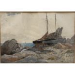 George Stanfield Walters At the Mumbles Watercolour Signed