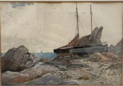 George Stanfield Walters At the Mumbles Watercolour Signed