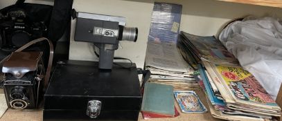 Eagle and other comics together with other books and publications, a Canon Super 8 camera,