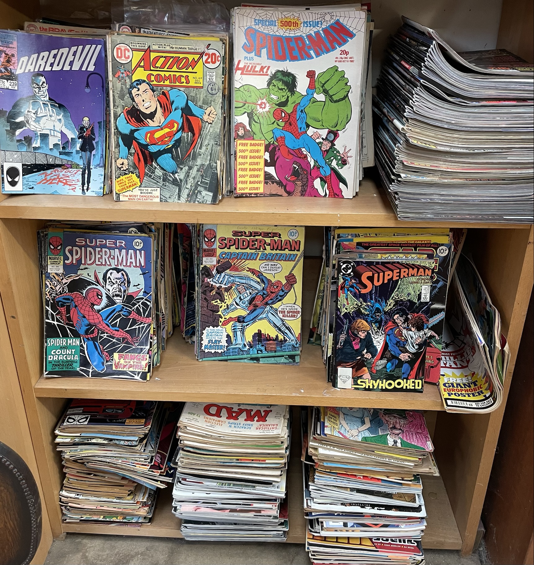A large collection of comics from the 1970's,1980's and 90's including Death's Head,Superman, Groo,