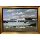 Peter Cosslett Beach Scene Oil on canvas Signed 50 x 75cm (image size) CONDITION REPORT: