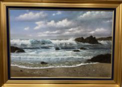 Peter Cosslett Beach Scene Oil on canvas Signed 50 x 75cm (image size) CONDITION REPORT: