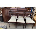 A set of six Regency mahogany bar back dining chairs together with a 19th century mahogany hanging
