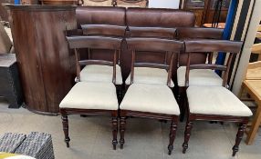 A set of six Regency mahogany bar back dining chairs together with a 19th century mahogany hanging