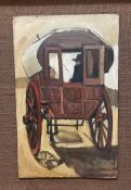 Valerie Jones Gypsy Caravan Oil on board initialled