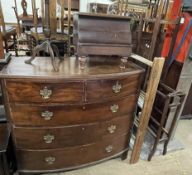 A George III mahogany chest of drawers together with a night table, a wine table, umbrella stand,
