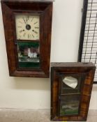 An American walnut framed wall clock,