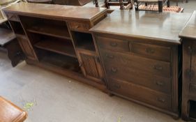 A 20th century oak bookcase together with an oak chest of drawers