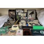 Guinness memorabilia including a lap tray, pictures, folder, coasters, beer mats,