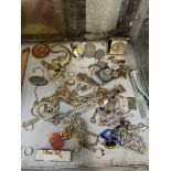 Assorted costume jewellery including rings, watches,