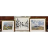 20th century continental school Alpine scene Oil on paper together with two other pictures