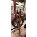 A spinning wheel, with tapering spokes and tradlke action stampled Hamilton, Edin..