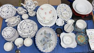 A Royal Doulton Yorktown pattern blue and white part tea and dinner set together with other plates