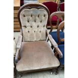 A William IV mahogany framed back library chair,