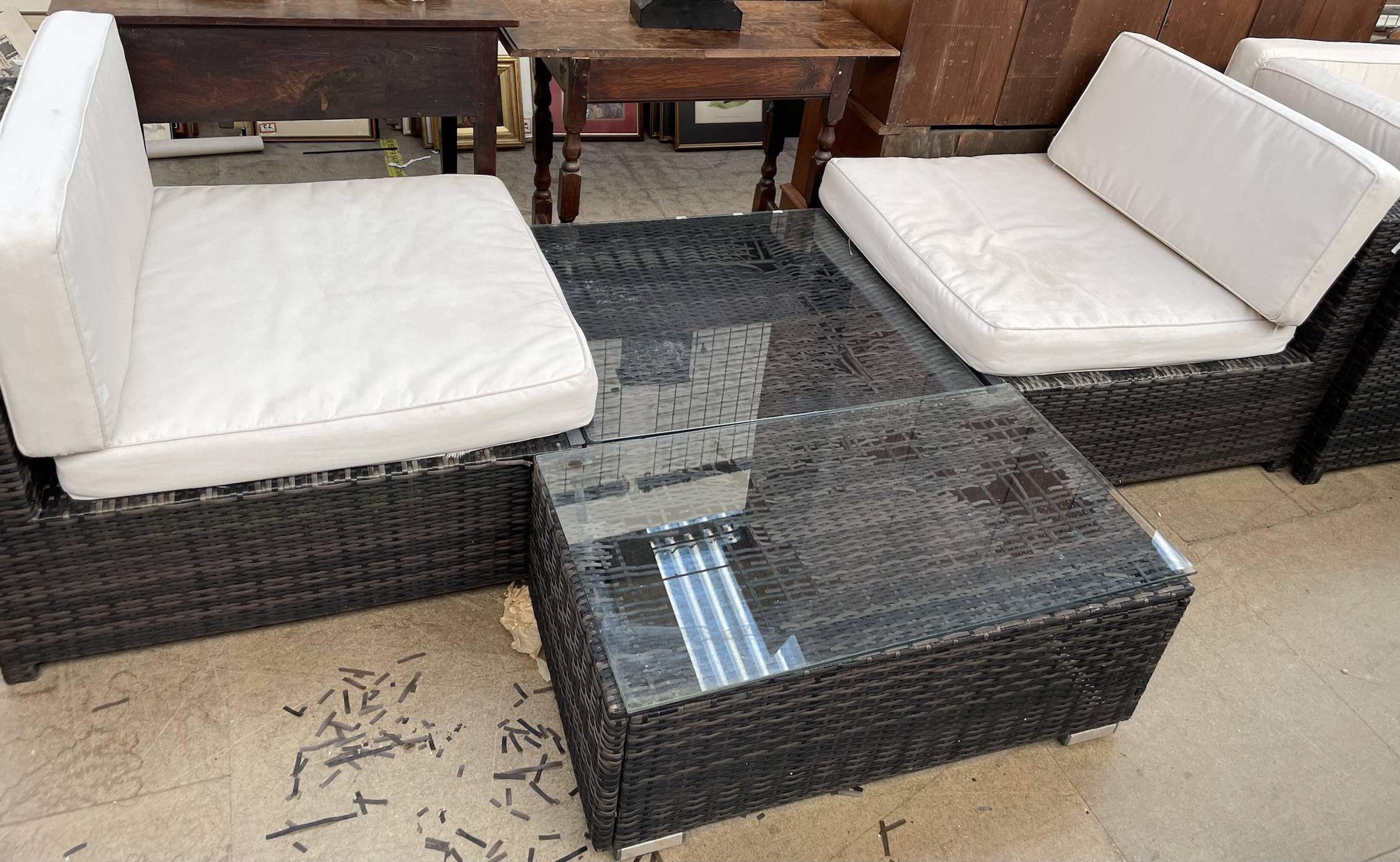 A nine piece garden furniture set, comprising arm chairs, settees, - Image 3 of 5
