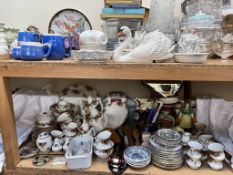 A Royal Albert Old Country Roses pattern part tea and dinner set together with a brush and mirror