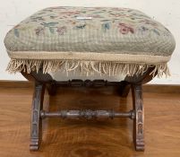An oak X frame stool,