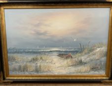 W Linton A coastal scene Oil on canvas Signed