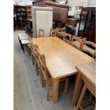 A 20th century oak refectory type table,