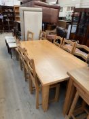 A 20th century oak refectory type table,