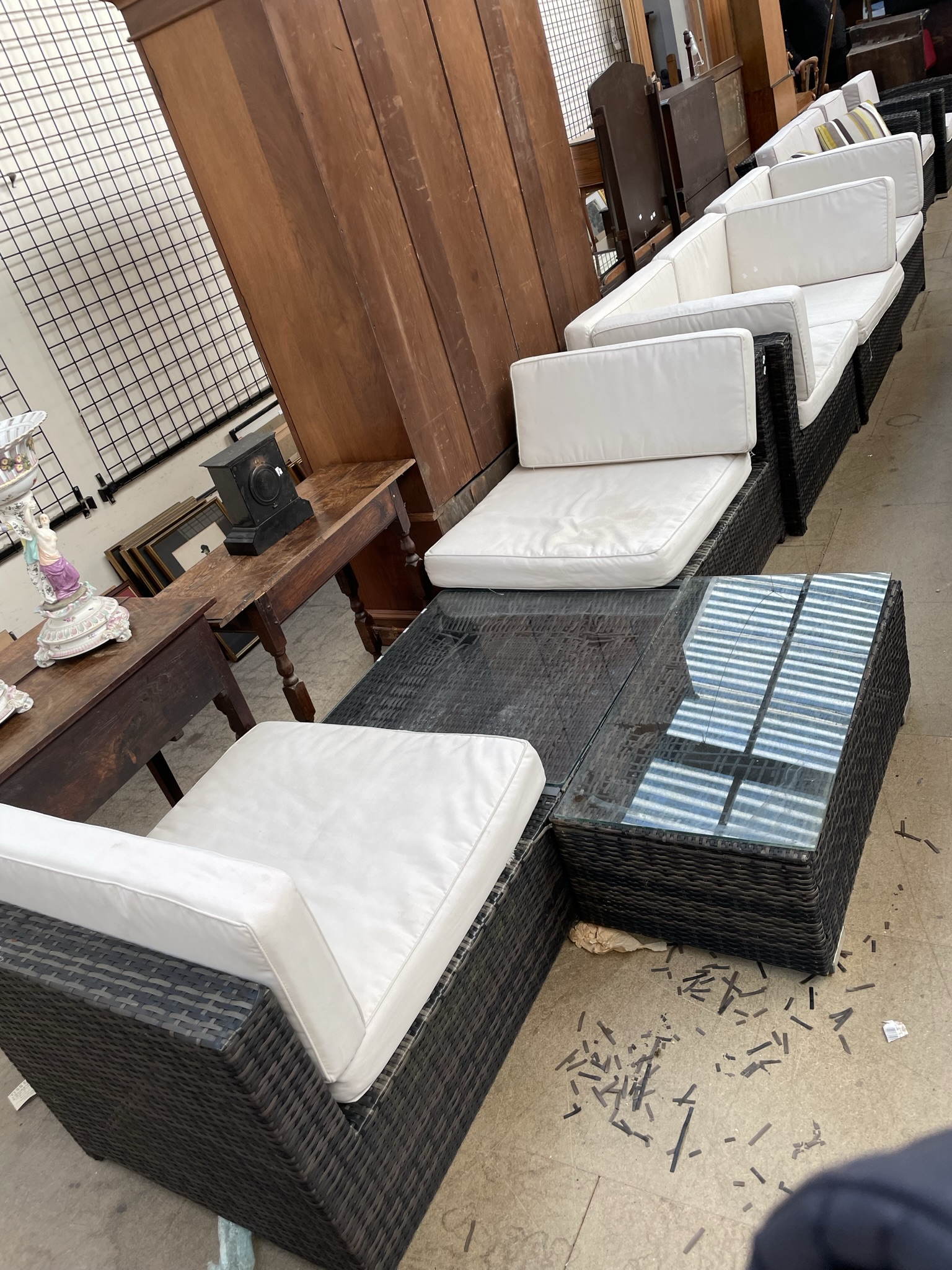 A nine piece garden furniture set, comprising arm chairs, settees, - Image 2 of 5